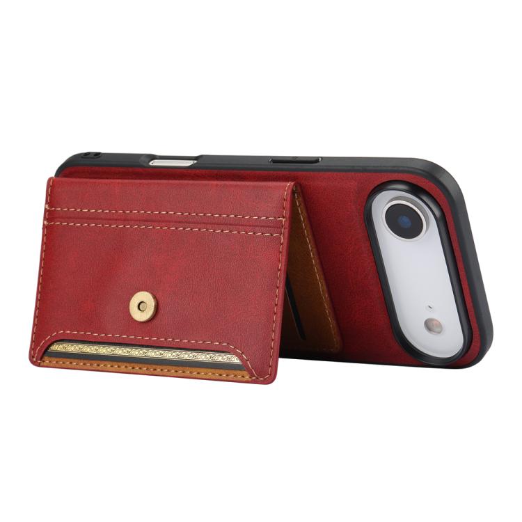 For iPhone Air Calfskin Card Slot TPU Hybrid PU Phone Case