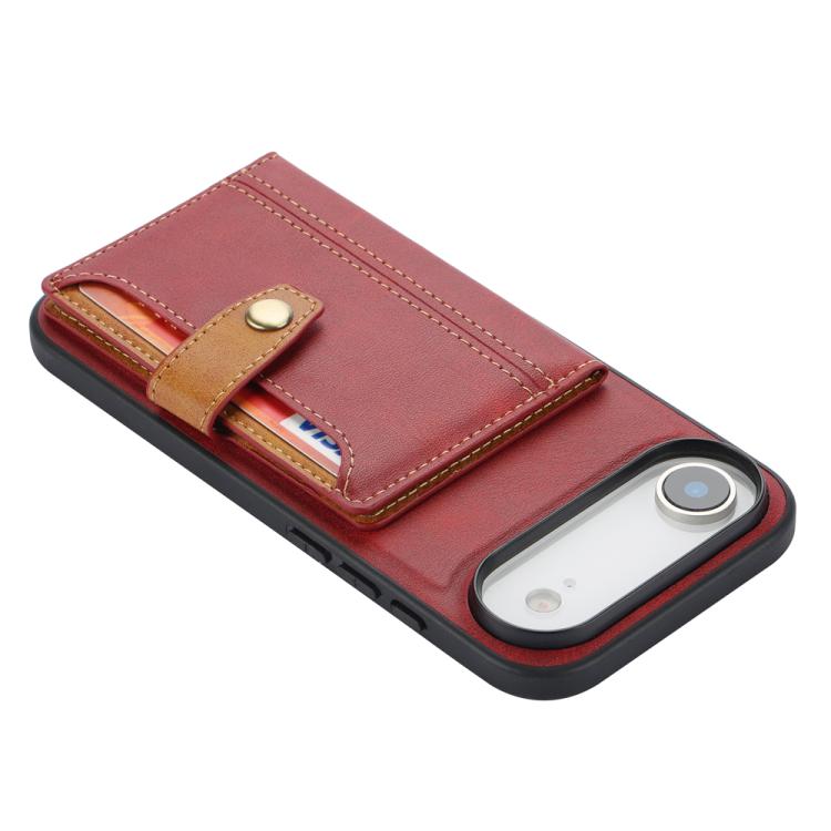 For iPhone Air Calfskin Card Slot TPU Hybrid PU Phone Case