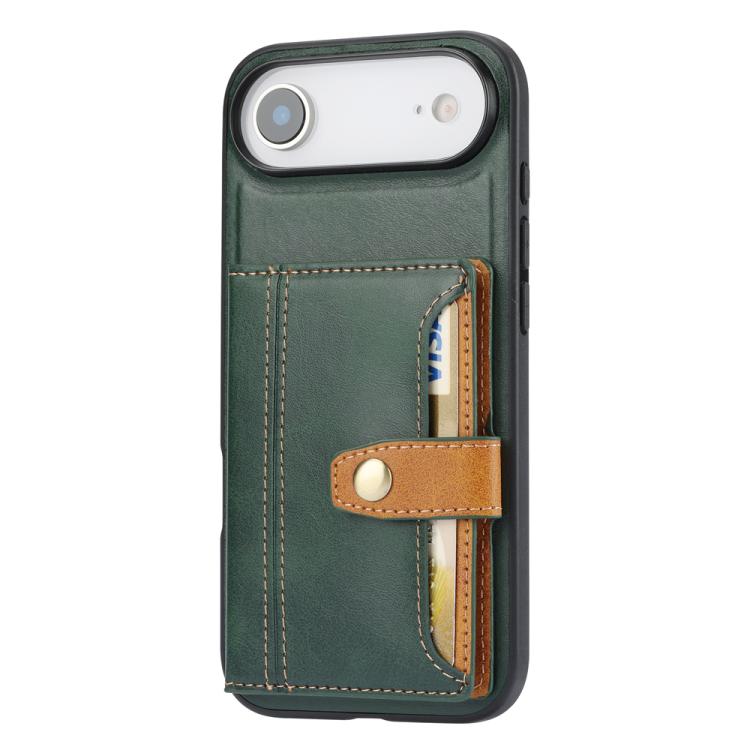 For iPhone Air Calfskin Card Slot TPU Hybrid PU Phone Case