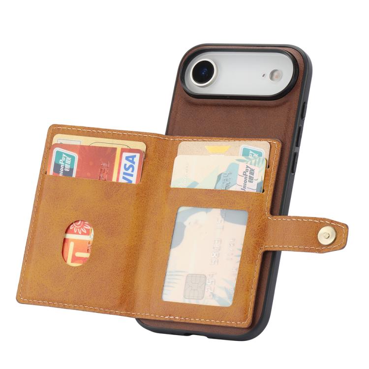 For iPhone Air Calfskin Card Slot TPU Hybrid PU Phone Case