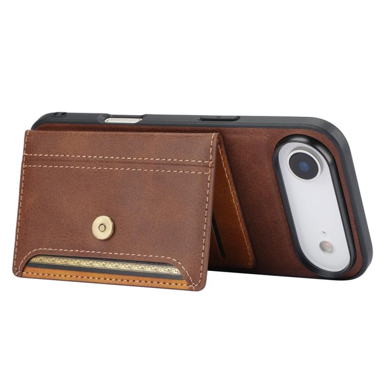 For iPhone Air Calfskin Card Slot TPU Hybrid PU Phone Case