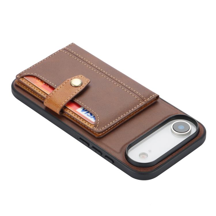 For iPhone Air Calfskin Card Slot TPU Hybrid PU Phone Case