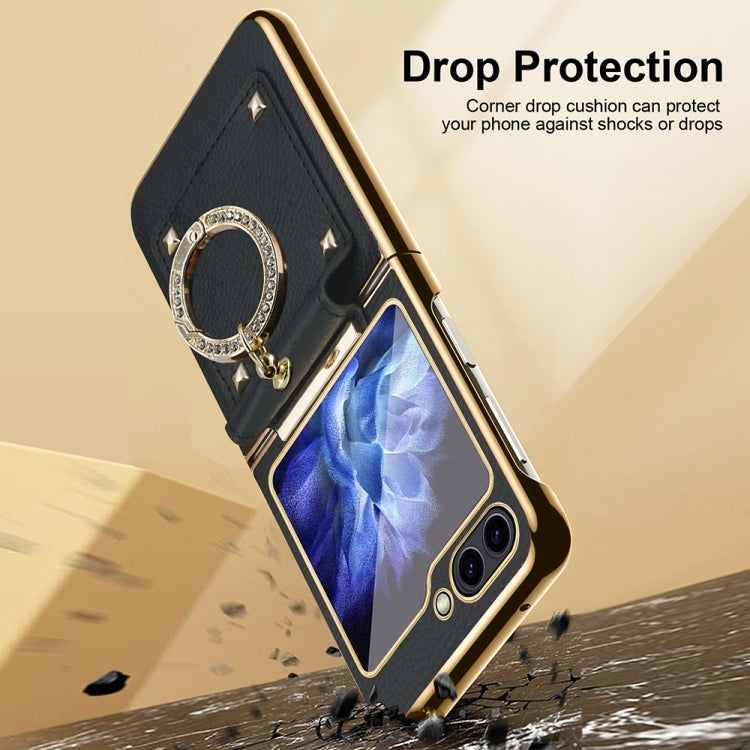 For Samsung Galaxy Z Flip5 Colorful PU Phone Case with Ring Holder