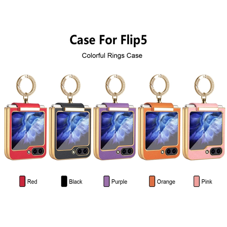 For Samsung Galaxy Z Flip5 Colorful PU Phone Case with Ring Holder