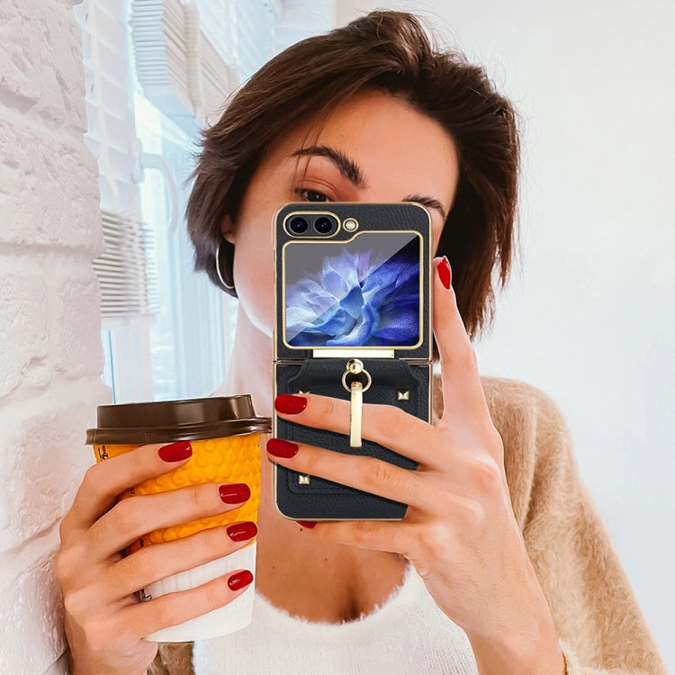 For Samsung Galaxy Z Flip5 Colorful PU Phone Case with Ring Holder