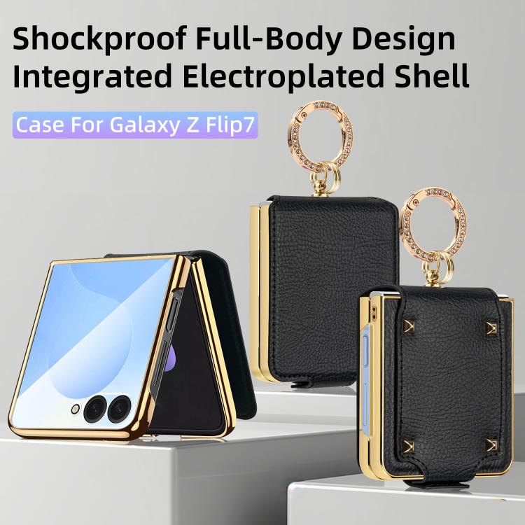 For Samsung Galaxy Z Flip7 5G Colorful PU Phone Case with Ring Holder