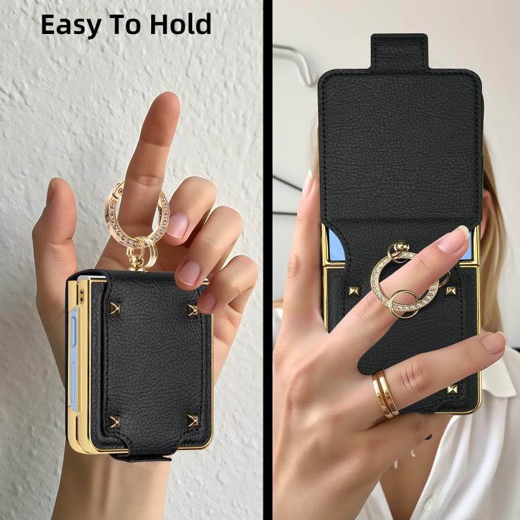 For Samsung Galaxy Z Flip7 5G Colorful PU Phone Case with Ring Holder