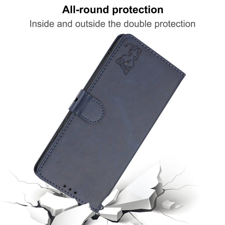 For iPhone 16 Pro Embossed Happy Cat Pattern Flip Leather Phone Case