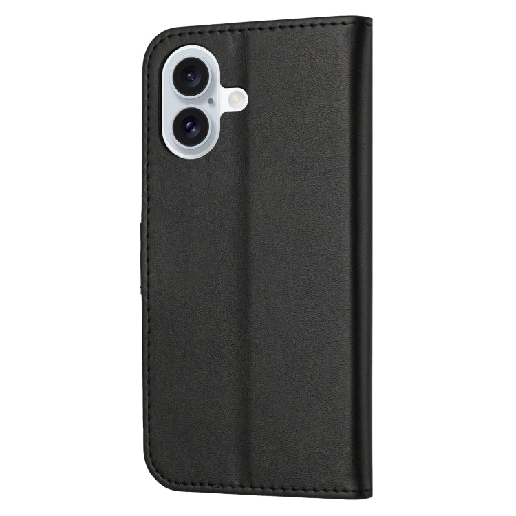 For iPhone 16 Embossed Happy Cat Pattern Flip Leather Phone Case