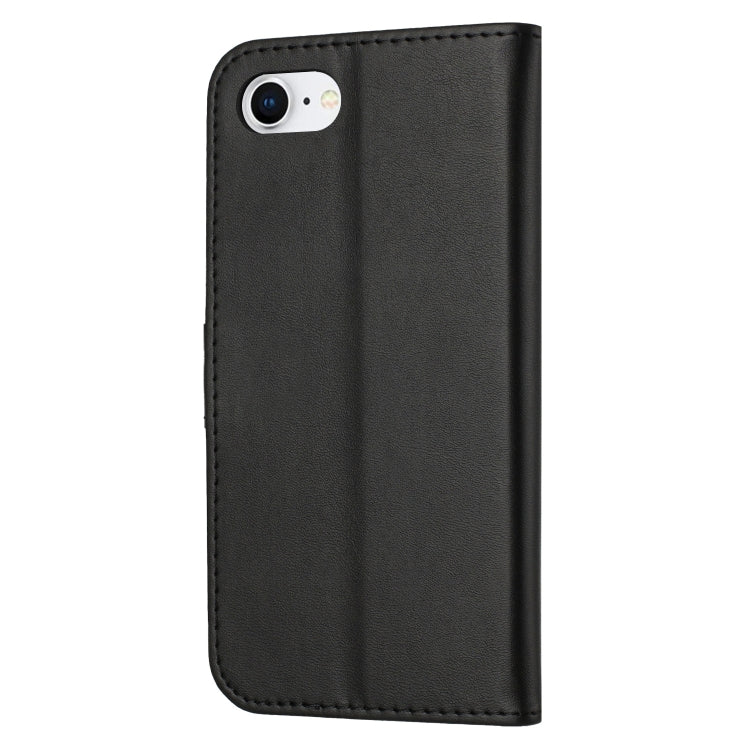 For iPhone 17e / 16e Embossed Happy Cat Pattern Flip Leather Phone Case