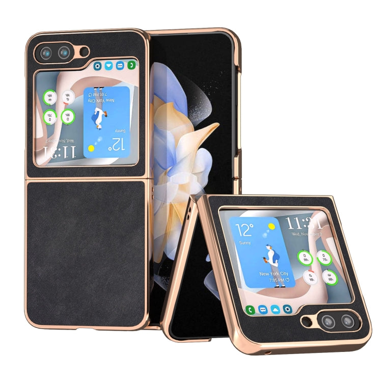 For Samsung Galaxy Z Flip5 Nano Plating Morocco Texture PU Phone Case
