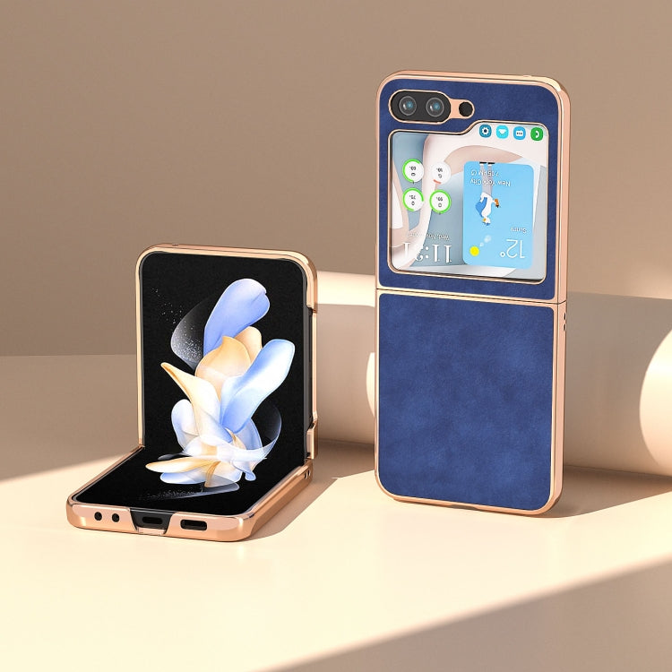 For Samsung Galaxy Z Flip5 Nano Plating Morocco Texture PU Phone Case