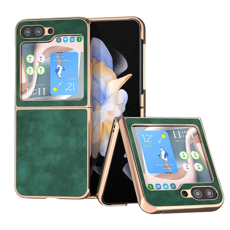 For Samsung Galaxy Z Flip5 Nano Plating Morocco Texture PU Phone Case