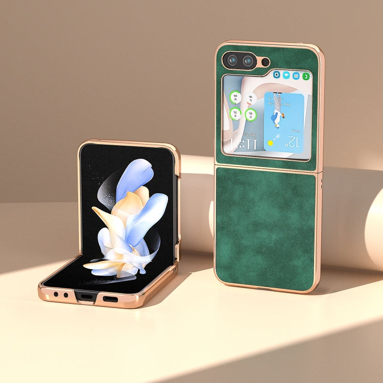 For Samsung Galaxy Z Flip5 Nano Plating Morocco Texture PU Phone Case