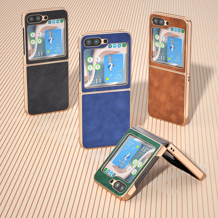 For Samsung Galaxy Z Flip5 Nano Plating Morocco Texture PU Phone Case
