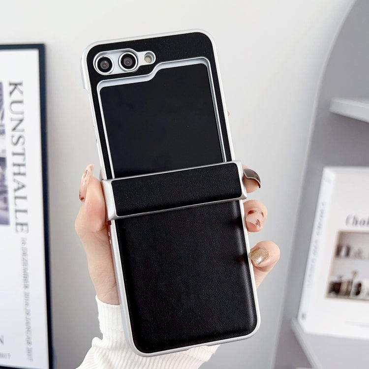 For Samsung Galaxy Z Flip5 Metallic Painting Leather Texture Phone Case