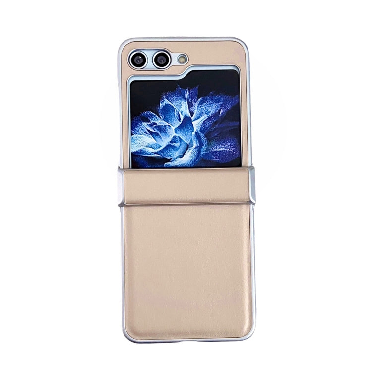 For Samsung Galaxy Z Flip5 Metallic Painting Leather Texture Phone Case