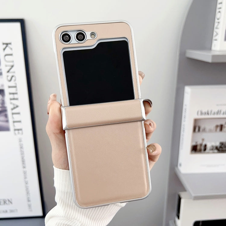 For Samsung Galaxy Z Flip5 Metallic Painting Leather Texture Phone Case