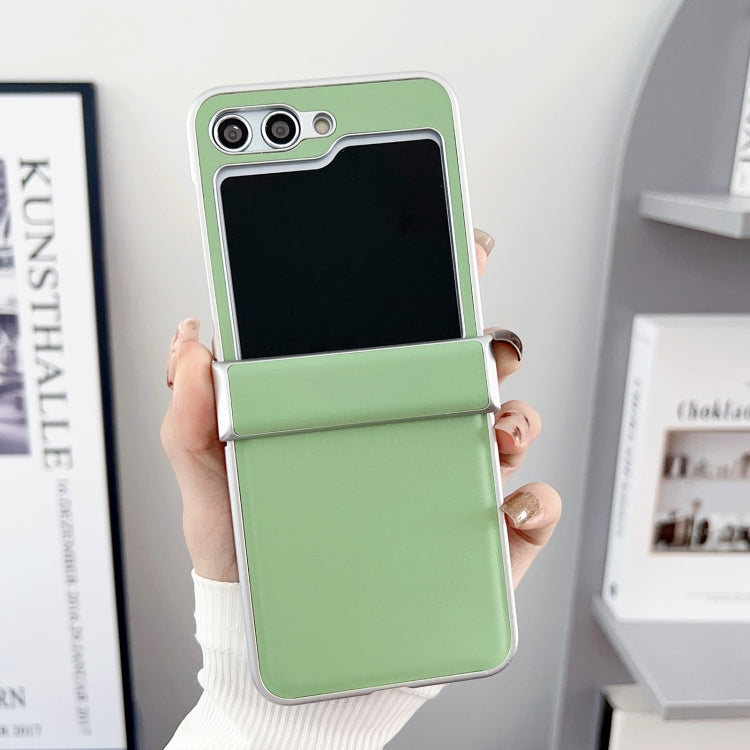 For Samsung Galaxy Z Flip5 Metallic Painting Leather Texture Phone Case