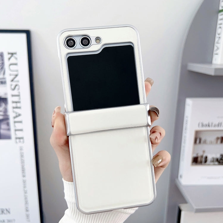 For Samsung Galaxy Z Flip5 Metallic Painting Leather Texture Phone Case