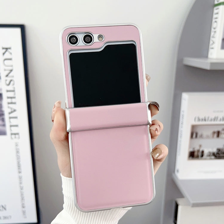 For Samsung Galaxy Z Flip5 Metallic Painting Leather Texture Phone Case