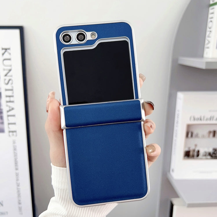 For Samsung Galaxy Z Flip5 Metallic Painting Leather Texture Phone Case