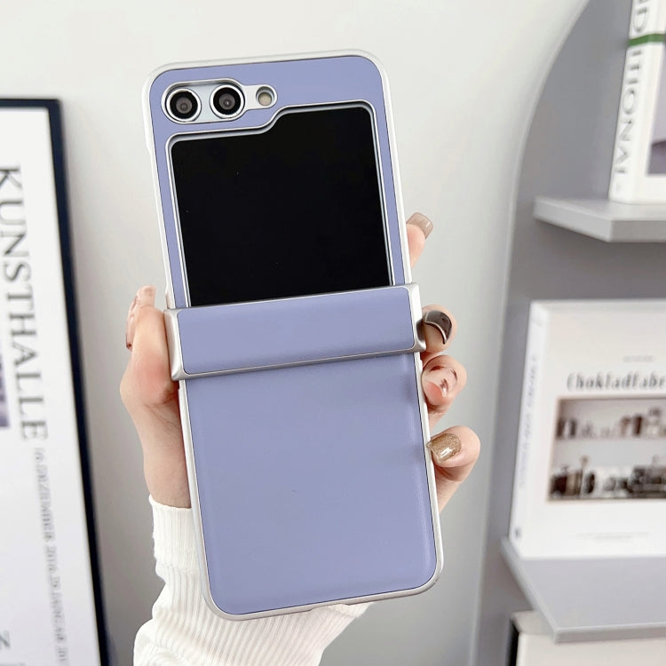 For Samsung Galaxy Z Flip5 Metallic Painting Leather Texture Phone Case