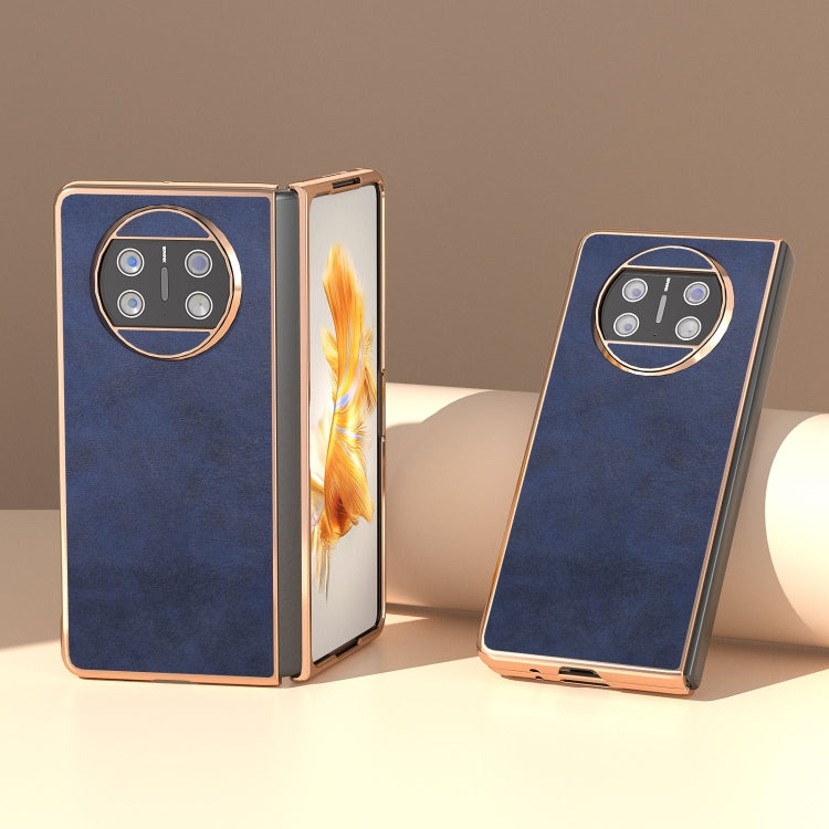 For Huawei Mate X3 Electroplating Two-color Calf Texture PU Phone Case