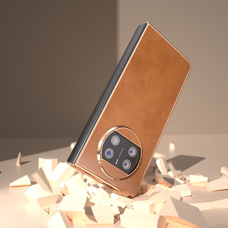 For Huawei Mate X3 Electroplating Two-color Calf Texture PU Phone Case