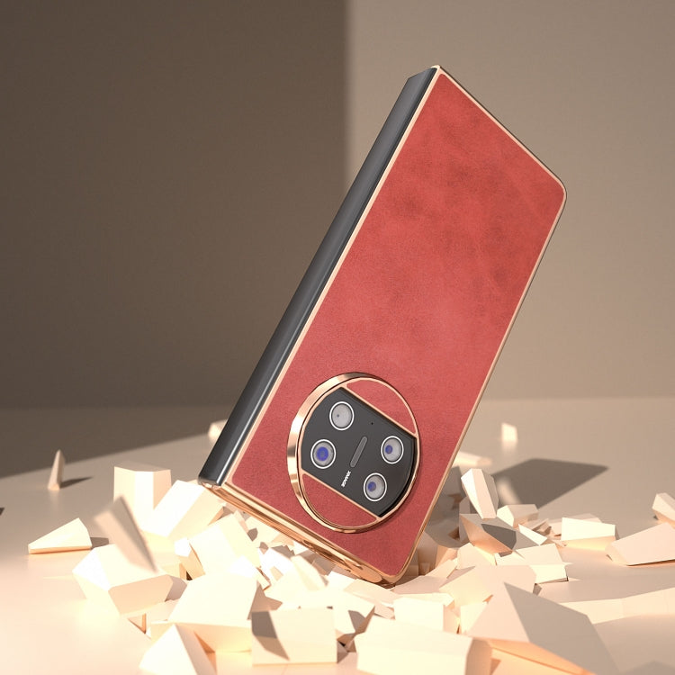 For Huawei Mate X3 Electroplating Two-color Calf Texture PU Phone Case