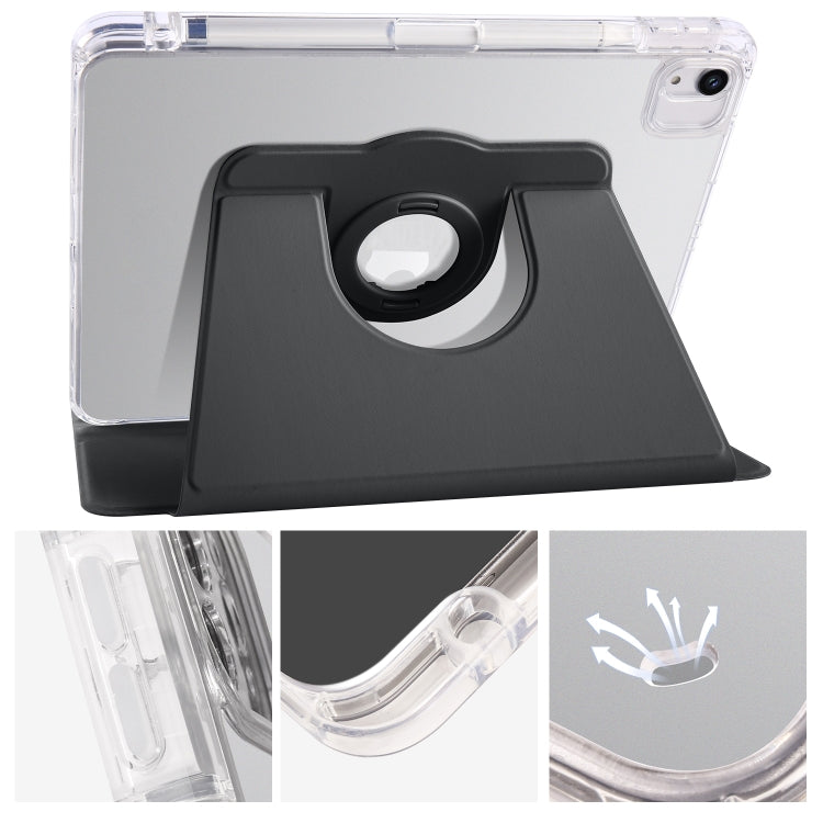 For iPad Air 11 2026 / 2025 / 2024 Clear Acrylic 360 Rotation Detachable Leather Tablet Case