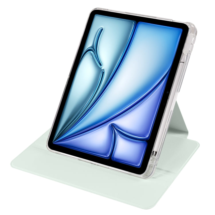 For iPad Air 11 2026 / 2025 / 2024 Clear Acrylic 360 Rotation Detachable Leather Tablet Case