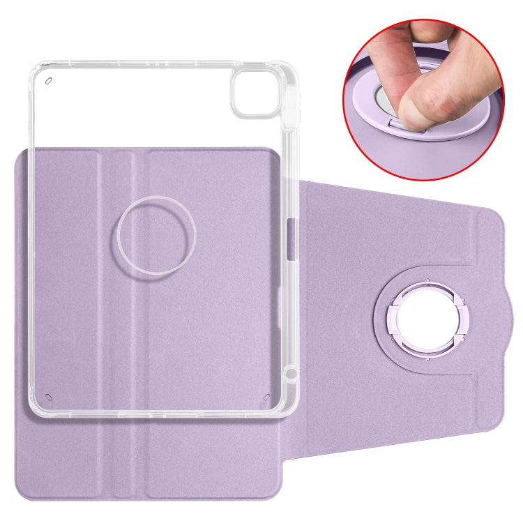 For iPad Air 11 2026 / 2025 / 2024 Clear Acrylic 360 Rotation Detachable Leather Tablet Case