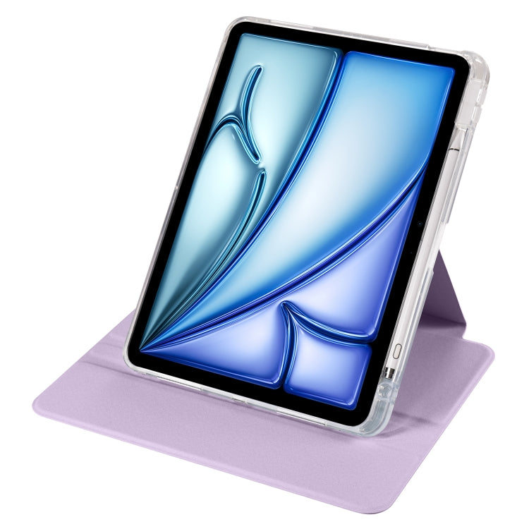 For iPad Air 11 2026 / 2025 / 2024 Clear Acrylic 360 Rotation Detachable Leather Tablet Case