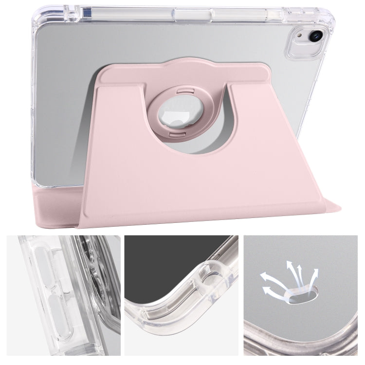 For iPad Air 13 2026 / 2025 / 2024 Clear Acrylic 360 Rotation Detachable Leather Tablet Case