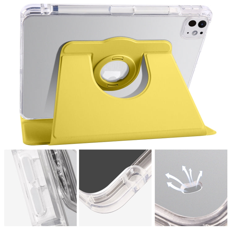 For iPad Pro 11 2025 / 2024 Clear Acrylic 360 Rotation Detachable Leather Tablet Case