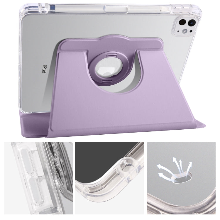 For iPad Pro 11 2025 / 2024 Clear Acrylic 360 Rotation Detachable Leather Tablet Case