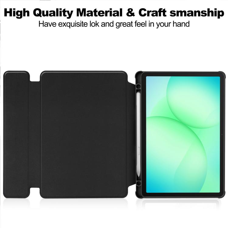For Samsung Galaxy Tab A11+ 360 Rotation Transparent Smart Leather Case with Keyboard