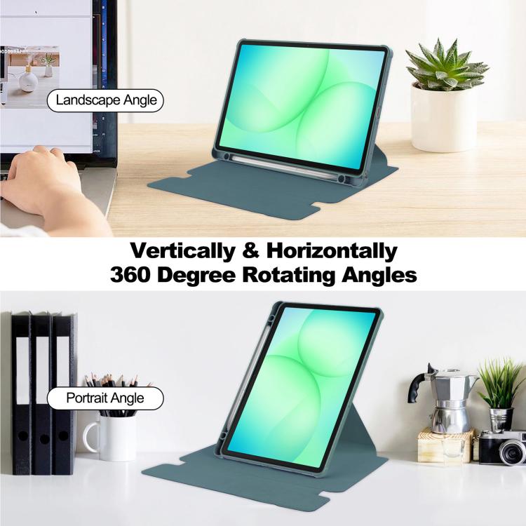 For Samsung Galaxy Tab A11+ 360 Rotation Transparent Smart Leather Case with Keyboard