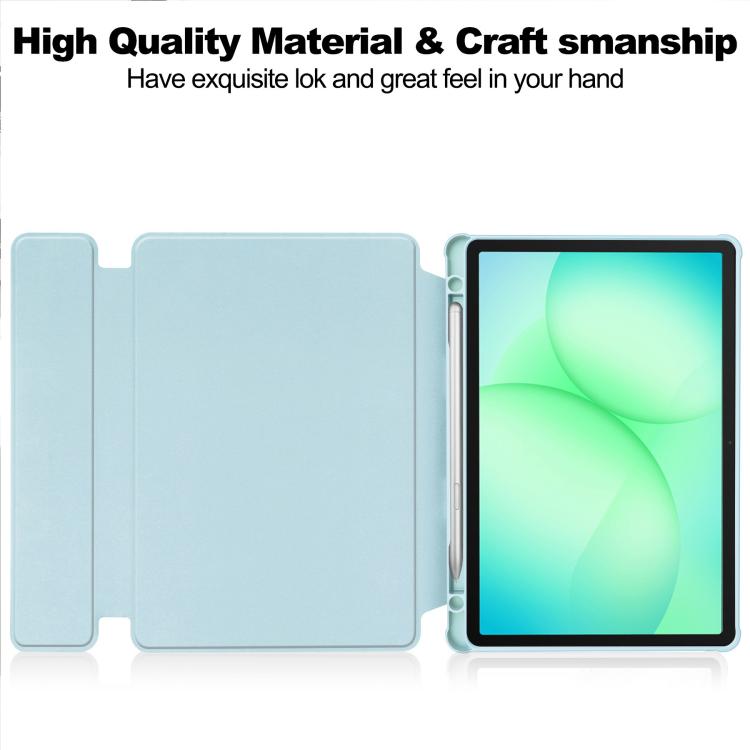 For Samsung Galaxy Tab A11+ 360 Rotation Transparent Smart Leather Case with Keyboard