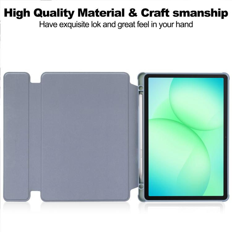 For Samsung Galaxy Tab A11+ 360 Rotation Transparent Smart Leather Case with Keyboard