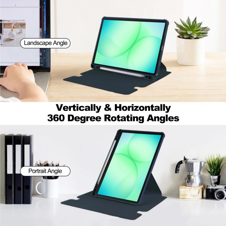 For Samsung Galaxy Tab A11+ 360 Rotation Transparent Smart Leather Case with Keyboard