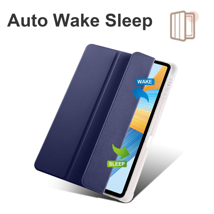 For Honor Pad V8 Pro 3-folding Transparent TPU Smart Leather Tablet Case