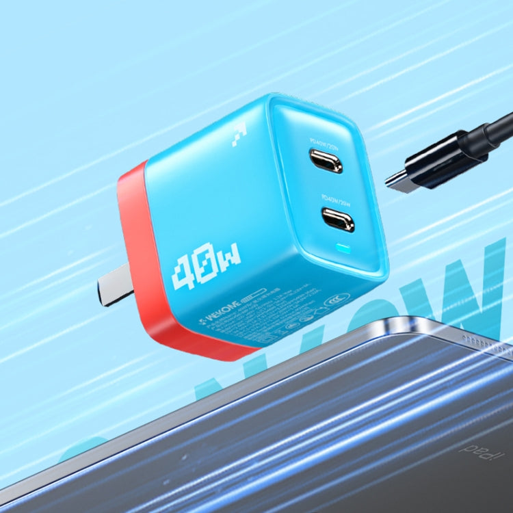 WK WP-U09 40W Dual USB-C/Type-C Interface Nitride Fast Charger(Blue)