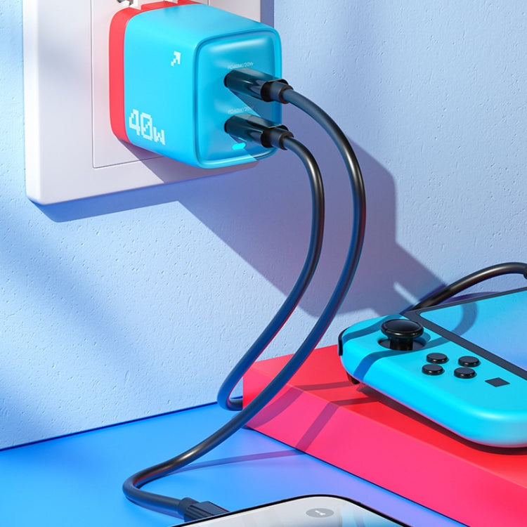 WK WP-U09 40W Dual USB-C/Type-C Interface Nitride Fast Charger(Blue)