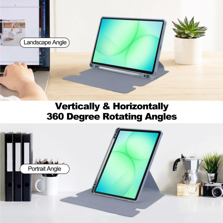 For Samsung Galaxy Tab A11+ 360 Rotation Transparent Smart Leather Case