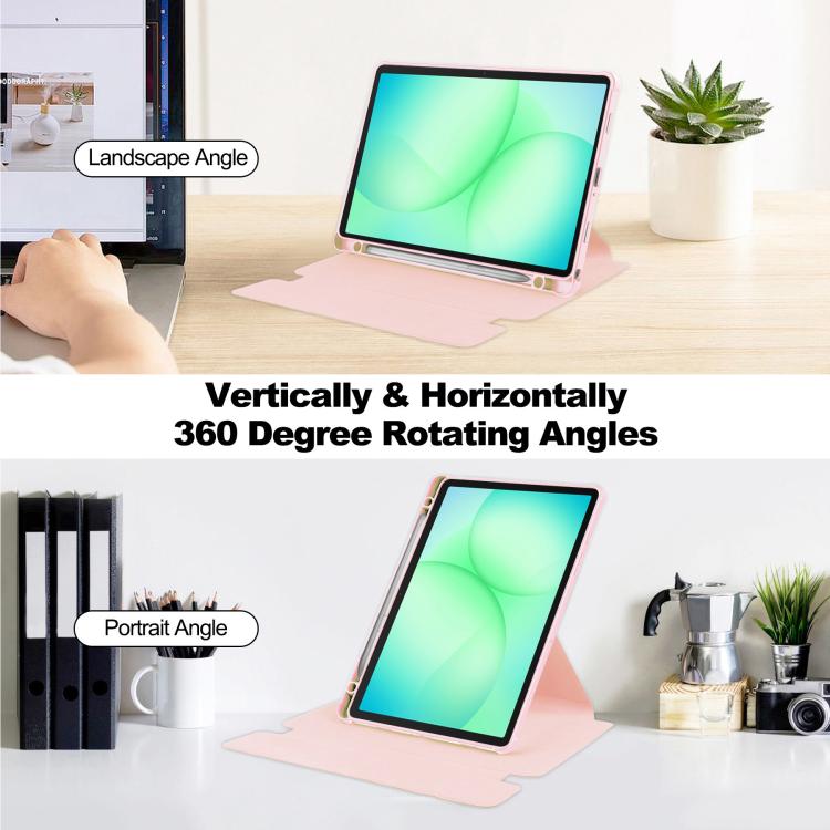For Samsung Galaxy Tab A11+ 360 Rotation Transparent Smart Leather Case