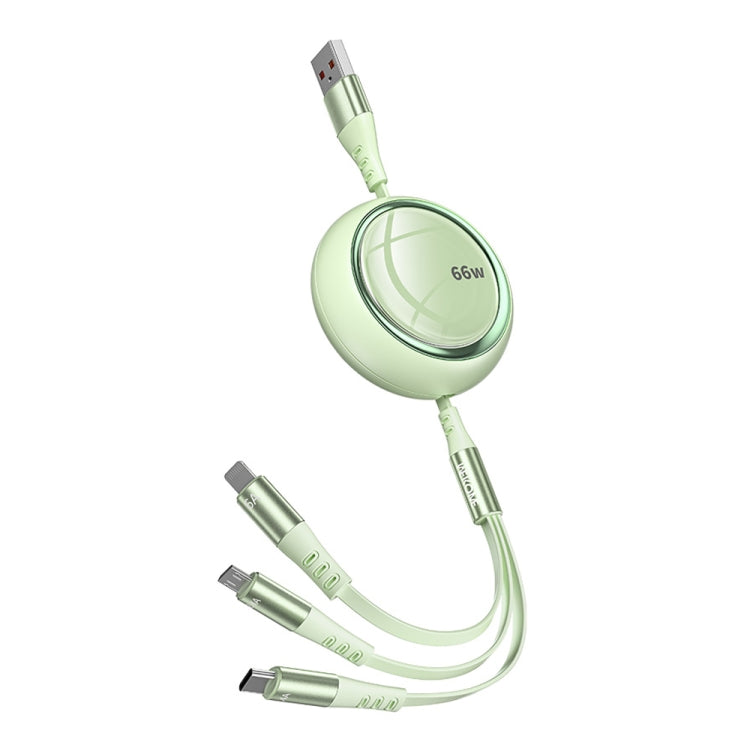 WK WDC-05 66W 3 in 1 USB to 8 Pin + Micro USB + USB-C / Type-C Retractable Fast Charging Data Cable, Length: 1.2m