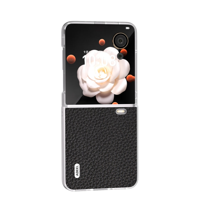 For Honor Magic V Flip ABEEL Genuine Leather Litchi Texture Phone Case