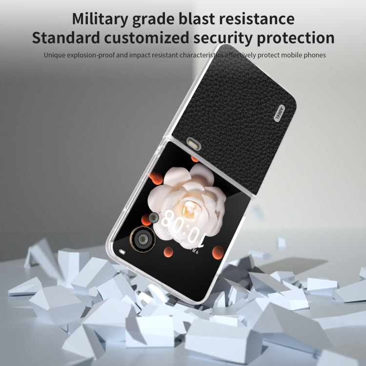 For Honor Magic V Flip ABEEL Genuine Leather Litchi Texture Phone Case